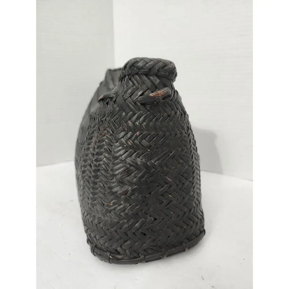 Vintage 1960s Woven Bamboo Koppit Tupil Purse Philippines Basket Bag